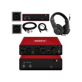 Midex GLX-800RD-H Üst Segment USB Stüdyo Ses Kartı + Kulaklık + Kablo