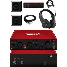Midex GLX-800RD-H Üst Segment USB Stüdyo Ses Kartı + Kulaklık + Kablo