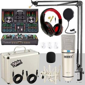 Midex Gmx-1 Titanium Set Efektli Ses Kartı Mikrofon Kulaklık Stand Kayıt Canlı Yayın