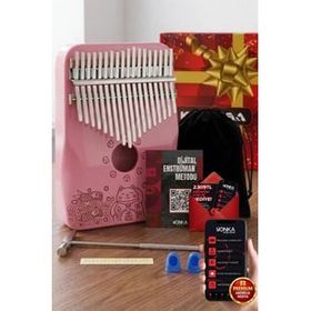Midex KLX-350 Pembe Gerçek Ağaç 17 Tuşlu Full Set Kalimba
