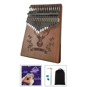 Midex KLX-456 17 Çelik Tuşlu Türkçe Metod Çanta Çekiç Hakiki Maun Ağacı Kalimba