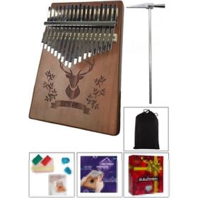 Midex KLX-456 17 Çelik Tuşlu Türkçe Metod Çanta Çekiç Hakiki Maun Ağacı Kalimba