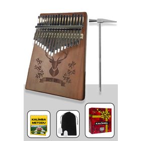 Midex KLX-456 17 Çelik Tuşlu Türkçe Metod Çanta Çekiç Hakiki Maun Ağacı Kalimba