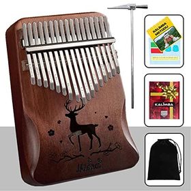 Midex KLX-520 Hakiki Ağaç Geyik Desenli Ahşap Açık Kahve 17 Çelik Tuşlu Kalimba