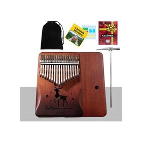 Midex KLX-520 Hakiki Ağaç Geyik Desenli Ahşap Açık Kahve 17 Çelik Tuşlu Kalimba