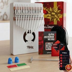Midex KLX-550 Beyaz Gerçek Ağaç 17 Tuşlu Full Set Kalimba