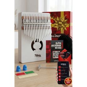 Midex KLX-550 Beyaz Gerçek Ağaç 17 Tuşlu Full Set Kalimba
