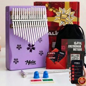 Midex KLX-870 Mor Ahşap 17 Tuşlu Full Set Kalimba