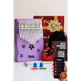 Midex KLX-870 Mor Ahşap 17 Tuşlu Full Set Kalimba