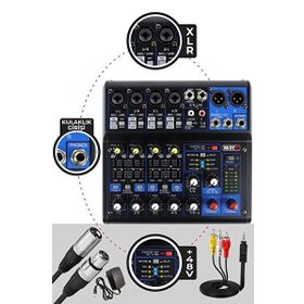 Midex Mdx-06Fxu Stüdyo Kayıt İçin 6 Kanal Ses Kartlı +48V Phantomlu Ses Mikseri