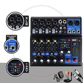 Midex Mdx-06Fxu Stüdyo Kayıt İçin 6 Kanal Ses Kartlı +48V Phantomlu Ses Mikseri