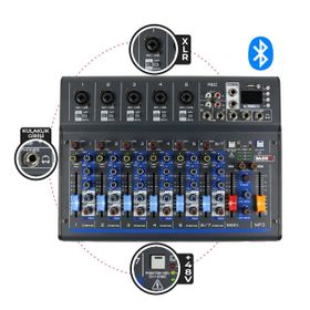 Midex MDX-07FXU 7 Kanal Ses Mikseri Deck Mikser Kayıt Bluetooth Usb Efekt
