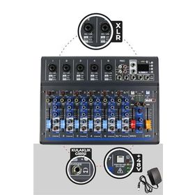 Midex MDX-07FXU 7 Kanal Ses Mikseri Deck Mikser Kayıt Bluetooth Usb Efekt