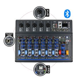 Midex MDX-07FXU 7 Kanal Ses Mikseri Deck Mikser Kayıt Bluetooth Usb Efekt