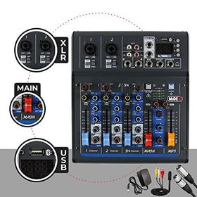 Midex MDX-45S Ses Mikseri Stüdyo Kayıt İçin 4 Kanal Ses Kartlı +48V Phantomlu Kayıt Mikseri