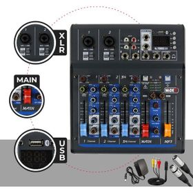 Midex MDX-45S Ses Mikseri Stüdyo Kayıt İçin 4 Kanal Ses Kartlı +48V Phantomlu Kayıt Mikseri