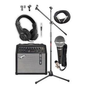 Midex MGA-50 Pak 50 W USB Bluetooth Şarjlı 4 Girişli Mikrofon Kulaklık Stand Kablo Elektro Gitar Amfisi
