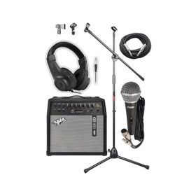 Midex MGA-50 Pak 50 W USB Bluetooth Şarjlı 4 Girişli Mikrofon Kulaklık Stand Kablo Elektro Gitar Amfisi
