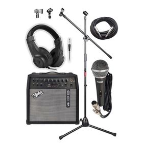 Midex MGA-50 Pak 50 W USB Bluetooth Şarjlı 4 Girişli Mikrofon Kulaklık Stand Kablo Elektro Gitar Amfisi