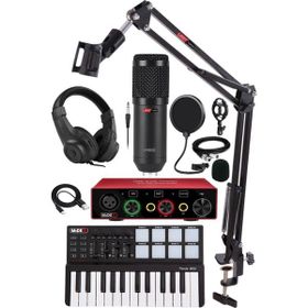Midex Midi Paket-1 Stüdyo Ekipmanları Seti Ses Kartı Midi Klavye Mikrofon Kulaklık