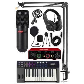 Midex Midi Paket-1 Stüdyo Ekipmanları Seti Ses Kartı Midi Klavye Mikrofon Kulaklık