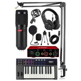 Midex Midi Paket-1 Stüdyo Ekipmanları Seti Ses Kartı Midi Klavye Mikrofon Kulaklık