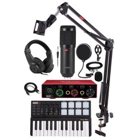 Midex Midi Paket-1 Stüdyo Ekipmanları Seti Ses Kartı Midi Klavye Mikrofon Kulaklık