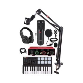 Midex Midi Paket-1 Stüdyo Ekipmanları Seti Ses Kartı Midi Klavye Mikrofon Kulaklık