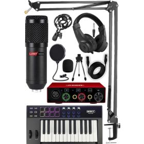 Midex Midi Paket-1 Stüdyo Ekipmanları Seti Ses Kartı Midi Klavye Mikrofon Kulaklık