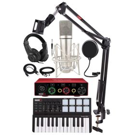 Midex Midi Paket-3 Stüdyo Ekipmanları Seti Ses Kartı Midi Klavye Mikrofon Kulaklık
