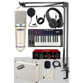 Midex Midi Paket-3 Stüdyo Ekipmanları Seti Ses Kartı Midi Klavye Mikrofon Kulaklık