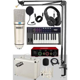 Midex Midi Paket-3 Stüdyo Ekipmanları Seti Ses Kartı Midi Klavye Mikrofon Kulaklık