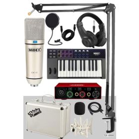 Midex Midi Paket-3 Stüdyo Ekipmanları Seti Ses Kartı Midi Klavye Mikrofon Kulaklık