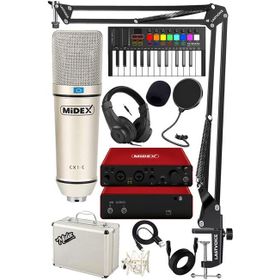 Midex Midi Paket-3 Stüdyo Ekipmanları Seti Ses Kartı Midi Klavye Mikrofon Kulaklık