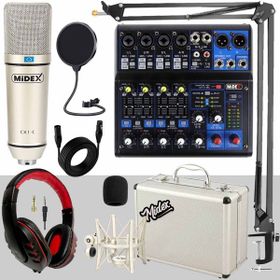 Midex Mix Paket-4 Stüdyo Youtuber Podcast MDX-06FXU Mixer Kayıt Ekipman Seti