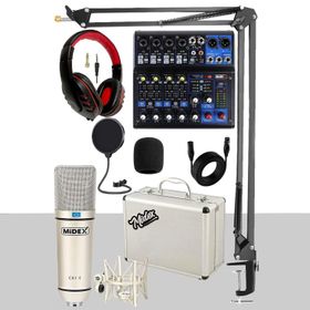 Midex Mix Paket-4 Stüdyo Youtuber Podcast MDX-06FXU Mixer Kayıt Ekipman Seti