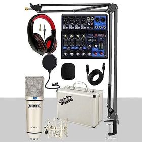 Midex Mix Paket-4 Stüdyo Youtuber Podcast MDX-06FXU Mixer Kayıt Ekipman Seti