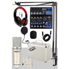 Midex Mix Paket-4 Stüdyo Youtuber Podcast MDX-06FXU Mixer Kayıt Ekipman Seti