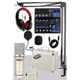 Midex Mix Paket-4 Stüdyo Youtuber Podcast MDX-06FXU Mixer Kayıt Ekipman Seti