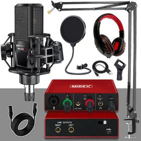 Midex MX-2020 Mikrofon + GLX-500 Ses Kartı + RS-30 Stereo Kulaklık Stüdyo Kayıt Seti
