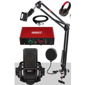 Midex MX-2020 Mikrofon + GLX-500 Ses Kartı + RS-30 Stereo Kulaklık Stüdyo Kayıt Seti