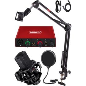 Midex Mx2020-Glx-500 Pro Midex Ses Kartı ve Condenser Mikrofon Stand Filtre Set