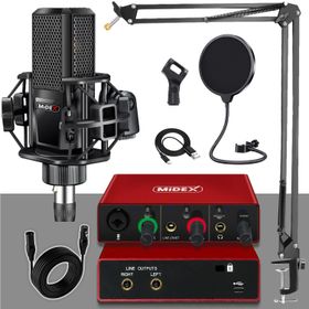 Midex Mx2020-Glx-500 Pro Midex Ses Kartı ve Condenser Mikrofon Stand Filtre Set