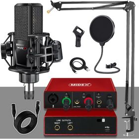 Midex Mx2020-Glx-500 Pro Midex Ses Kartı ve Condenser Mikrofon Stand Filtre Set