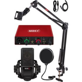 Midex Mx2020-Glx-500 Pro Midex Ses Kartı ve Condenser Mikrofon Stand Filtre Set
