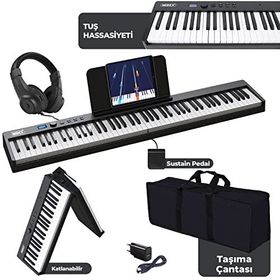 Midex Plx-100Bk Tuş Hassasiyetli 88 Tuş Bluetooth Şarjlı Taşınabilir Dijital Piyano
