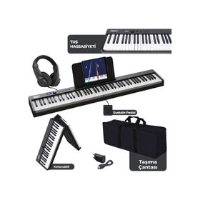 Midex Plx-100Bk Tuş Hassasiyetli 88 Tuş Bluetooth Şarjlı Taşınabilir Dijital Piyano