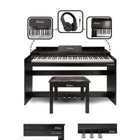 Midex Plx-140 Pro-Bk Bluetoothlu Tuş Hassasiyetli 88 Tuşlu Kapaklı Siyah Dijital Piyano