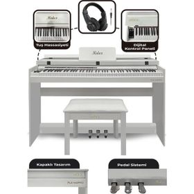 Midex Plx-140 Pro-Wh Bluetoothlu Tuş Hassasiyetli 88 Tuşlu Kapaklı Beyaz Dijital Piyano