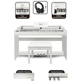 Midex Plx-140 Pro-Wh Bluetoothlu Tuş Hassasiyetli 88 Tuşlu Kapaklı Beyaz Dijital Piyano